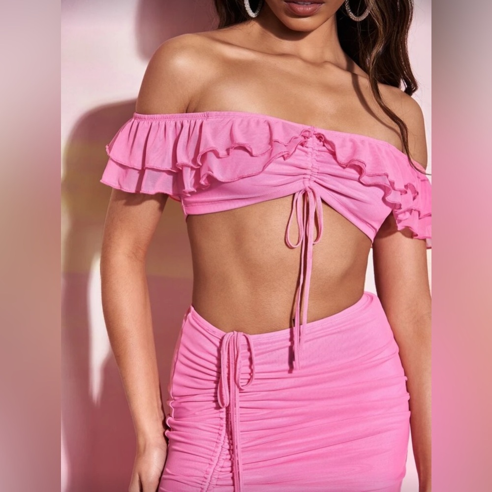 Pink Ruched Top & Skirt - Picture 5 of 5